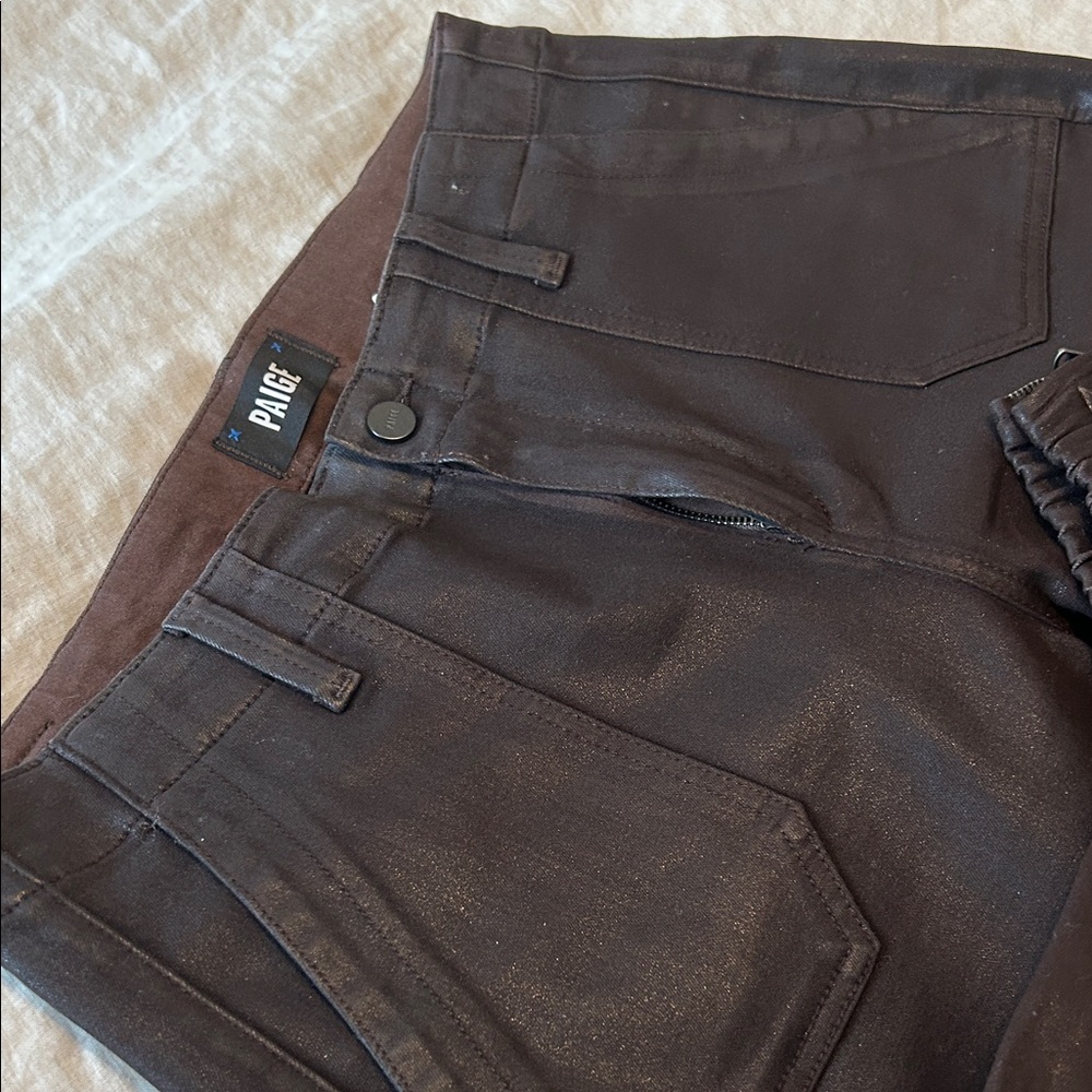 NEW LISTING! NEW WITH TAGS!!PAIGE Dark Brown Leather look jeans